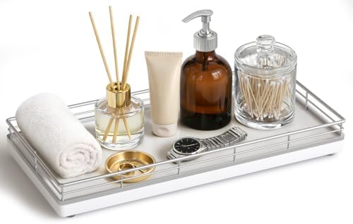 Bathroom Vanity Tray for Countertop, 12" x 6" Oak Wood Toilet Tank Tray by Focusonit