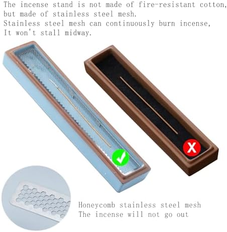 CEREMONY Incense Holder,Ceramic Incense Holder for Sticks with Ash Catcher,Coffin Style Incense Box,Incense Burner for Meditation Yoga Spa Room Decor(Blue) - Image 5
