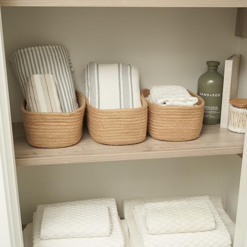 Beautiful Storage Basket Set of 3 - Sturdy Jute Rope Baskets for Shelves - Image 2