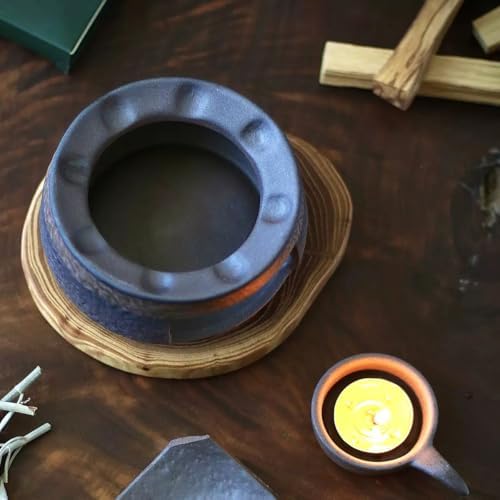 Ceramic Aromatherapy Burner — Candle Warmer for Herb, Natural Oil Fragrance Diffuser & Teapot Warmer, for Home Fragrance, Meditation, and Relaxation (E5-Round Plum Blossom Pattern Stove) - Image 3