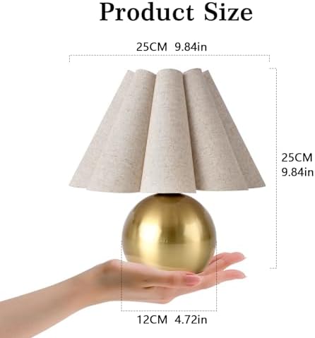 Gold Small Touch Control Table Lamp for Bedroom, Brass Gold Bedside Lamps for Nightstand, Cute Mini Small Table Lamps for Small Spaces with Scalloped Shade for Kitchen Counter, Bookshelf, Living Room - Image 3