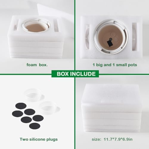 Docrin Ceramic Plant Pots Indoor, 6.6 + 5.5 Inch Planters with Drainage Holes and Saucer for Home/Office - Set of 2 /White - Image 3