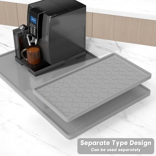 Rnivvi Silicone Coffee Mat, 16" x 24" Waterproof Raised Edge Coffee Bar Mats for Espresso Machine Station Accessories, Heat Resistant Detachable Dish Drying Pad for Kitchen Counter, Dish Rack, Gray - Image 3