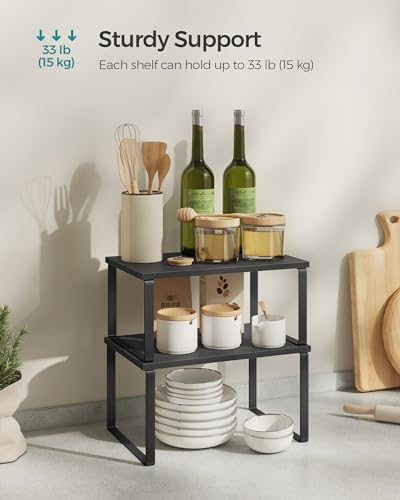 SONGMICS Cabinet Organizer Shelf, Set of 2 Spice Rack, Kitchen Storage - Image 4