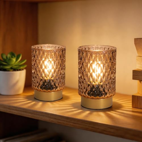 LUSHARBOR Battery Operated Lamp with Timer, Small Cordless Table Lamp Amber - Image 7