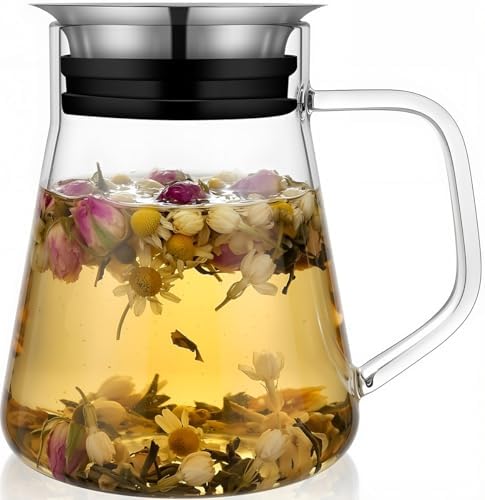 Aquach 27oz Glass Teapot with Filter Lid, Personal Stovetop Tea Pot by Aquach
