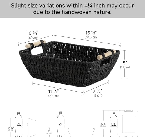 StorageWorks Wicker Baskets, Toilet Paper Baskets for Shelf, Black - Image 3