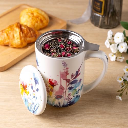 AmorArc Tea Cup With Infuser and Lid, 18oz Loose Leaf Tea Mug With Steeper - Image 3