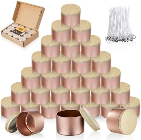 MGLIFEUL 4oz Candle Tins Jars Cans with Lids and Wax Wick for Making Candle by MGLIFEUL