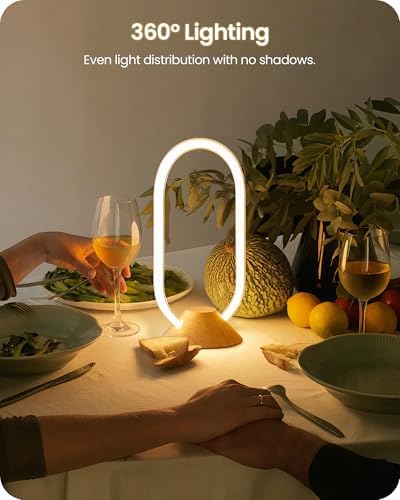 Modern LED Table Lamp, Bedside Lamp with Oval Design, 3 Color Temperatures, Adjustable Brightness, 360° Lighting, Unique Desk Lamp for Bedroom, Living Room, Study, Office, Natural M64TL05 - Image 5