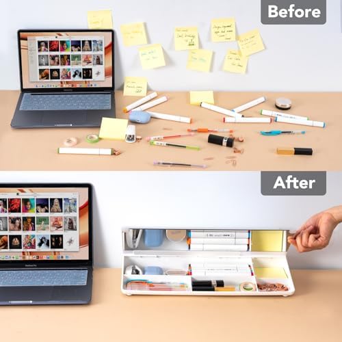 Varhomax Glass Desk Whiteboard with Built-in Mirror, Desktop Organizer - Image 4