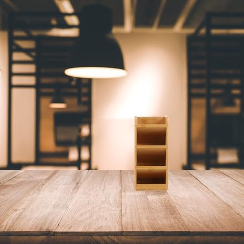 Brown Wooden Desk Organizer Pen Holder Minimalist for Desk - Image 5
