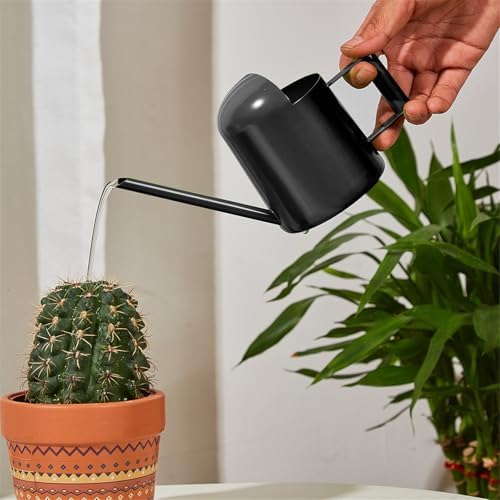 Watering Can for Indoor Plants, Small Watering Cans Sprinkling Pot for Greenhouse Garden Flower Plants, Stainless Steel Long Spout Water Can for Outdoor Watering Plants, 300ML/0.08 Gallon (Black) - Image 3