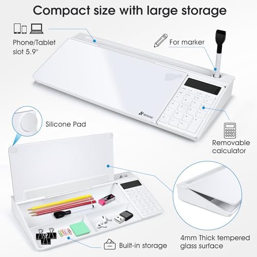 Varhomax Glass Desk Whiteboard with Calculator - Image 6