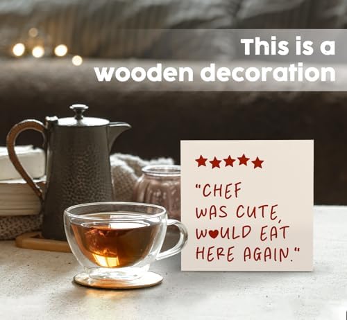 Chef Was Cute Would Eat Here Again Sign Red, Red Funny Kitchen Home Decor Sign, Cute Preppy Kitchen Decor Wood Sign Home Decor for Girly Dining Room Restaurant - Image 2