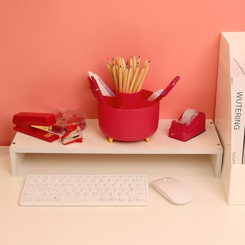 SKYDUE Red Office Supplies Set, Pencil Holder for Desk, Stapler, Tape Dispenser, Scissors,Clips and 1000pcs Staples, Office Decor for Women, Red Desk Accessories - Image 6