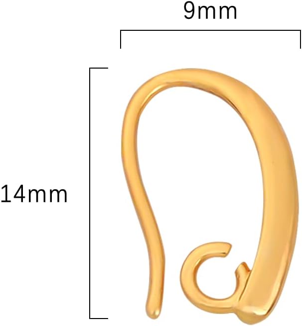 18K Gold Plated Earring Hooks 9x14mm 20pcs for Jewelry Making Findings