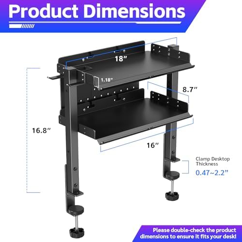 Metal Clamp On Desk Shelf,Storage Shelves with Pegboard and Pencil Holder - Image 2