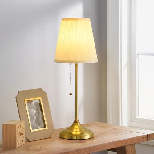 Modern Table Lamp for Bedroom, Gold Bedside Lamp, Farmhouse Nightstand Lamp with Pull Chain Switch, 20" Small Table Lamp for Reading, Hotel, Buffet Candlestick - Image 6