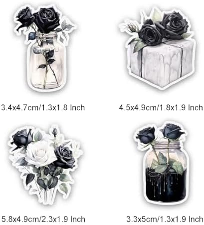 Dark Aesthetic Stickers 80 Pcs, Black Rose Stickers Goth Style Scrapbook Supplies, Water Bottle Vinyl Waterproof Sticker for Bullet Journal Laptop Skateboard Computer Guitar - Image 4