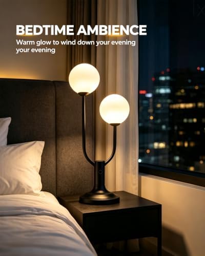 Lightdot Black Globe Table Lamp for Bedroom Gift G9 Bulbs Included Dimmable - Image 6