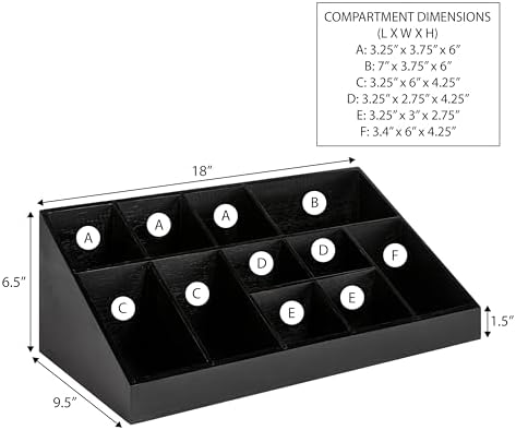 happimess Bambury 18" Cup and Condiment Station Bamboo Organizer, Black - Image 3