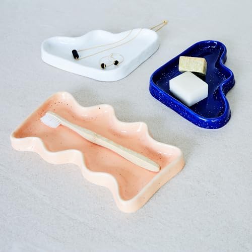 Ceramic Decorative Catch All Dish and Tray, Speckled Pink, 8.6 x 4.7 inches, For Rings, Jewelry, Keys, Toiletries, Makeup, Gifts, Snack Dish and More - Image 2