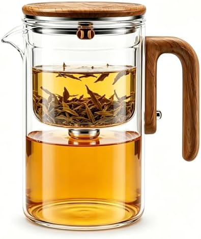 Magic Glass Teapot with Infuser, 24oz (700ml) Heat-Resist Boro Glass Brewer, Instant Water Separation & Clean-Press Leaf Removal, Perfect for Blooming & Loose Leaf Tea, Elegant Gift Box by Unknown