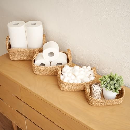 Beautiful Storage Basket Set of 4 - Natural Jute Rope Baskets for Shelves - Image 2