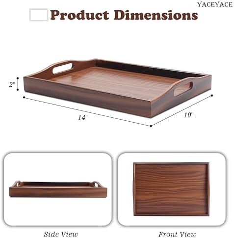 Wood Serving Tray Small, 14"x10"x2" Small Serving Tray - Image 2