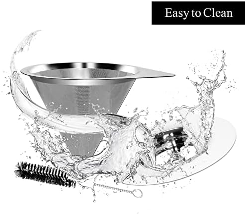 LHS Pour Over Coffee Dripper Reusable Coffee Filter Paperless Coffee Filter Stainless Steel Pour Over Coffee Maker Cone Coffee Dripper for 1-2 Cup,Argyle Pattern - Image 4