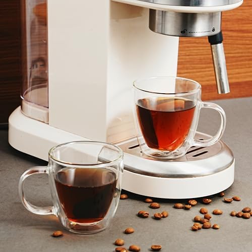 CNGLASS Insulated Espresso Glass Mugs 5.4oz/160ml, Small Clear Coffee Mugs Set of 2, Double Wall Glass Cups with Handle for Tea and Macchiato - Image 5