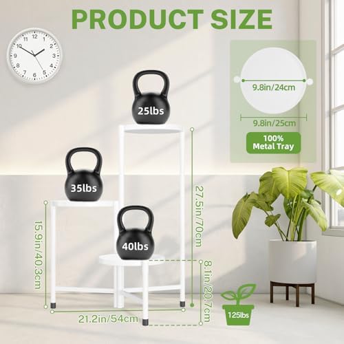 iDavosic.ly 3 Tier Large Plant Stand Indoor Outdoor, 10 In Wide Tray, White - Image 3