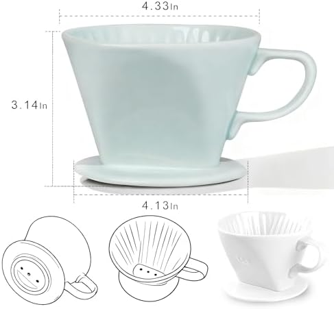 Ceramic Pour Over Coffee Dripper, V-Shaped Coffee Filter Cone - Image 3