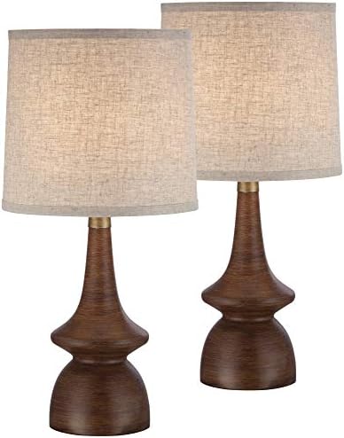 Rexford 24" High Table Lamps Set of 2 Walnut Finish Modern Brown by 360Lighting