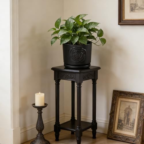 Ekirlin 7 Inch Plant Pots for Indoor Plants, Modern Ceramic Glaze Planters, Round Flower Planter Pot with Drainage Hole and Saucer, Snake Plant Pot for Succulent, Orchid, Pothos,Gift for Plant, Black - Image 6