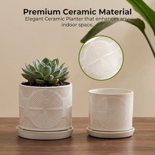 Ceramic Plant Pots, Modern Flower Pots, 4.5+5.5 Inch Small Plant Pots - Image 3