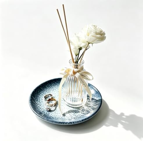 Ceramic Jewelry Tray Decorative Vanity Tray Candle Dish (Navy Blue) by cachiv