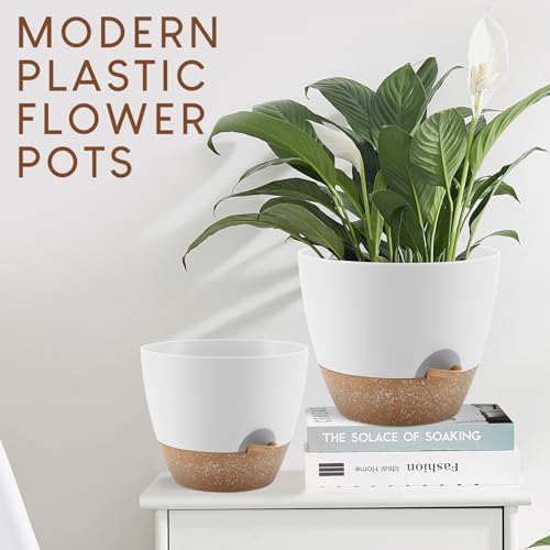 YNNICO Self Watering Plant Pots 10/9/8/7.5/7 inch for Indoor Plants - Image 6
