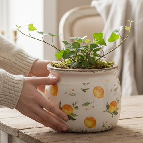 Lemon Ceramic Planter, Italian Mediterranean Flower Pot for Indoor Plants - Image 3