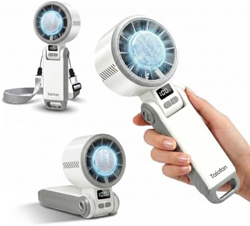 Portable Handheld Fan with Semiconductor Ice Cooling, [Instant Ice Relief], 4000mAh Rechargeable Mini Personal Fan, 5 Speeds, Quiet USB Travel Fan for Outdoor, Commuting, Summer Heat by Taiofan