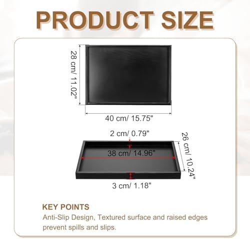 Wooden Serving Tray Rectangular Wood Serving Tray Decorative Platter, 15.8x11 Inch Fit for Home Decor Kitchen Coffee Table Candle Holder, (Black) - Image 2