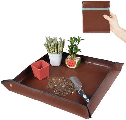 27"x 27" Repotting Mat for Indoor Plant Transplanting and Mess Control Foldable Waterproof Potting Tray-Easy to Clean Gardening Gifts for Plant Lovers by HNXTYAOB