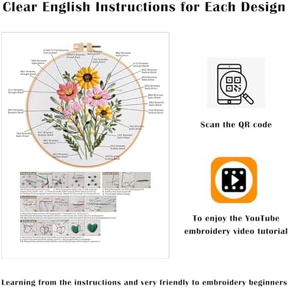 Vigdit Canvas Tote Bag Embroidery Kit for Beginners, Needlepoint Cross Stitch Kit for Adult Beginner, DIY Reusable Grocery Bags Embroidery Starter Kit with Stamped Floral Tools & Instructions - Image 6