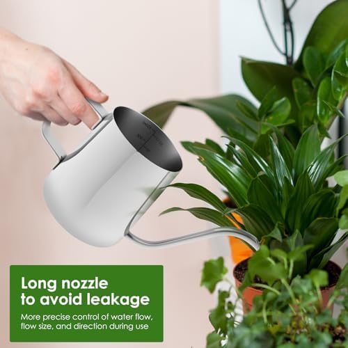 Small Stainless Steel Watering Can for Indoor Plants, 12oz/350ml Mini Plant Watering Pot with Long Spout & Ergonomic Handle for Houseplants, Succulents & Bonsai - Image 4