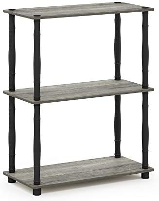 Furinno 18029GYW/BK Turn-N-Tube 3-Tier Compact Multipurpose Shelf Display Rack, Classic, French Oak Grey/Black, 3-Tier Classic Tubes - Image 4