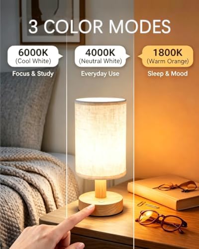 CHLORANTHUS Mini Rechargeable Cordless Table Lamp – 4000mAh Battery Bedside Lamp, Touch Control Dimmable LED Light with 3 Color Modes, Portable Night Light for Decor for Bedroom & Living Room - Image 5