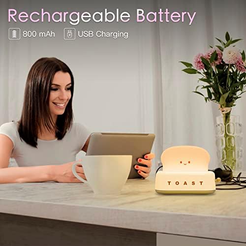 Desk Decor Cute Yellow Toast Lamp Small Desk Lamp Night Light for Kids - Image 5