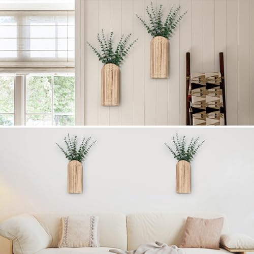 Handmade Wooden Wall Vases Set of 2 for Plants - Image 2
