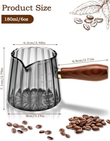 6oz Espresso Cups, V-Spout Espresso Shot Cups, Ribbed Milk Frothing Pitcher - Image 2